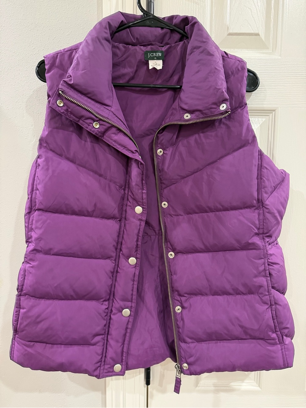 J. Crew Bright Purple Quilted Down fill Puffer Vest Sz L